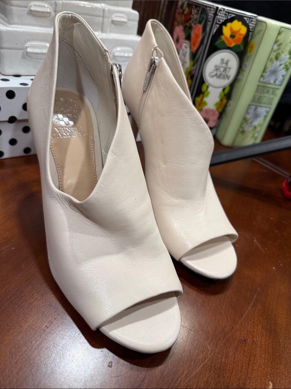 Vince Camuto Ivory Open-Toe Ankle Booties